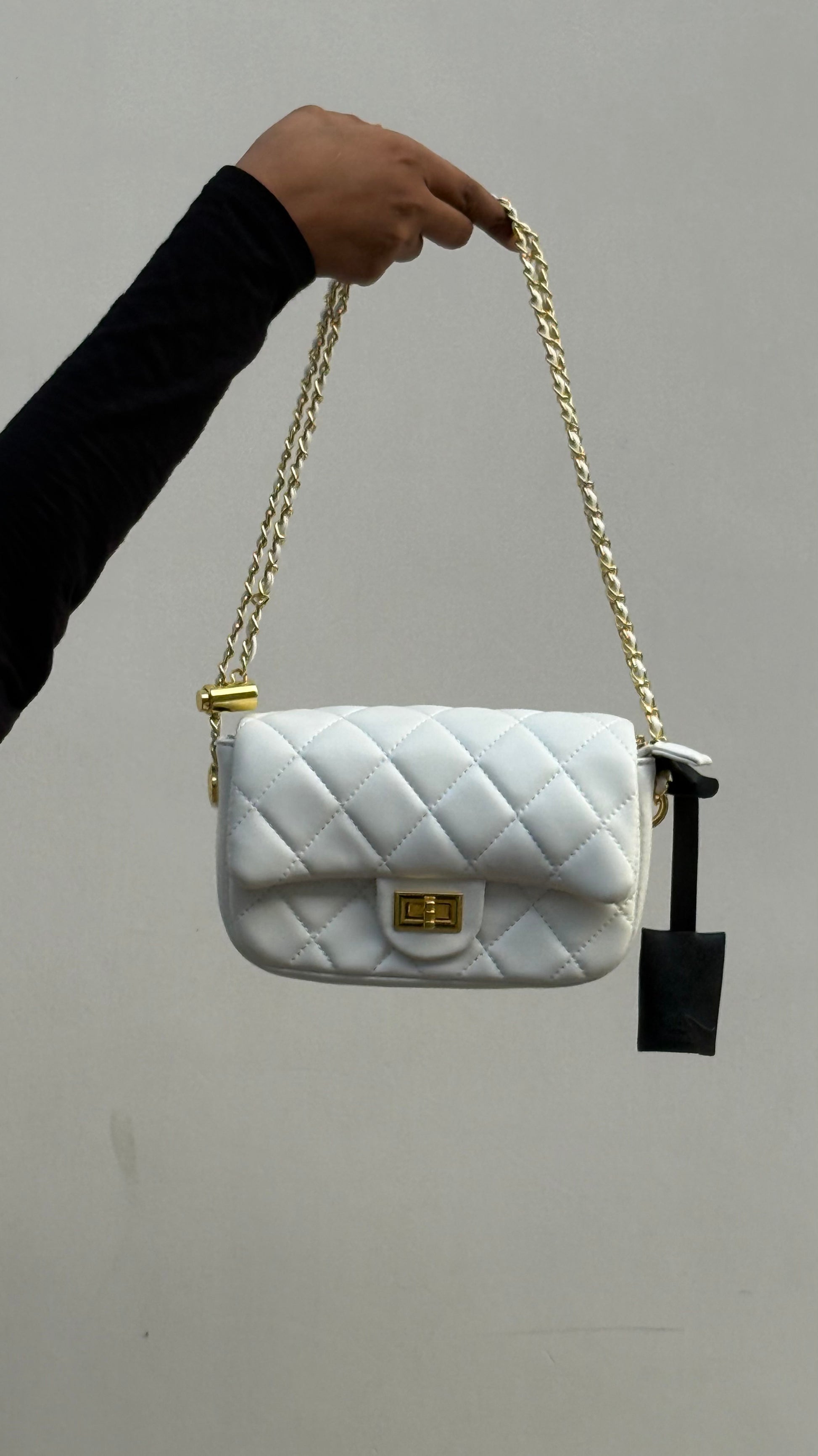 NEHSH Strap Story Quilted Sling Bag – Gold Turn‑Lock