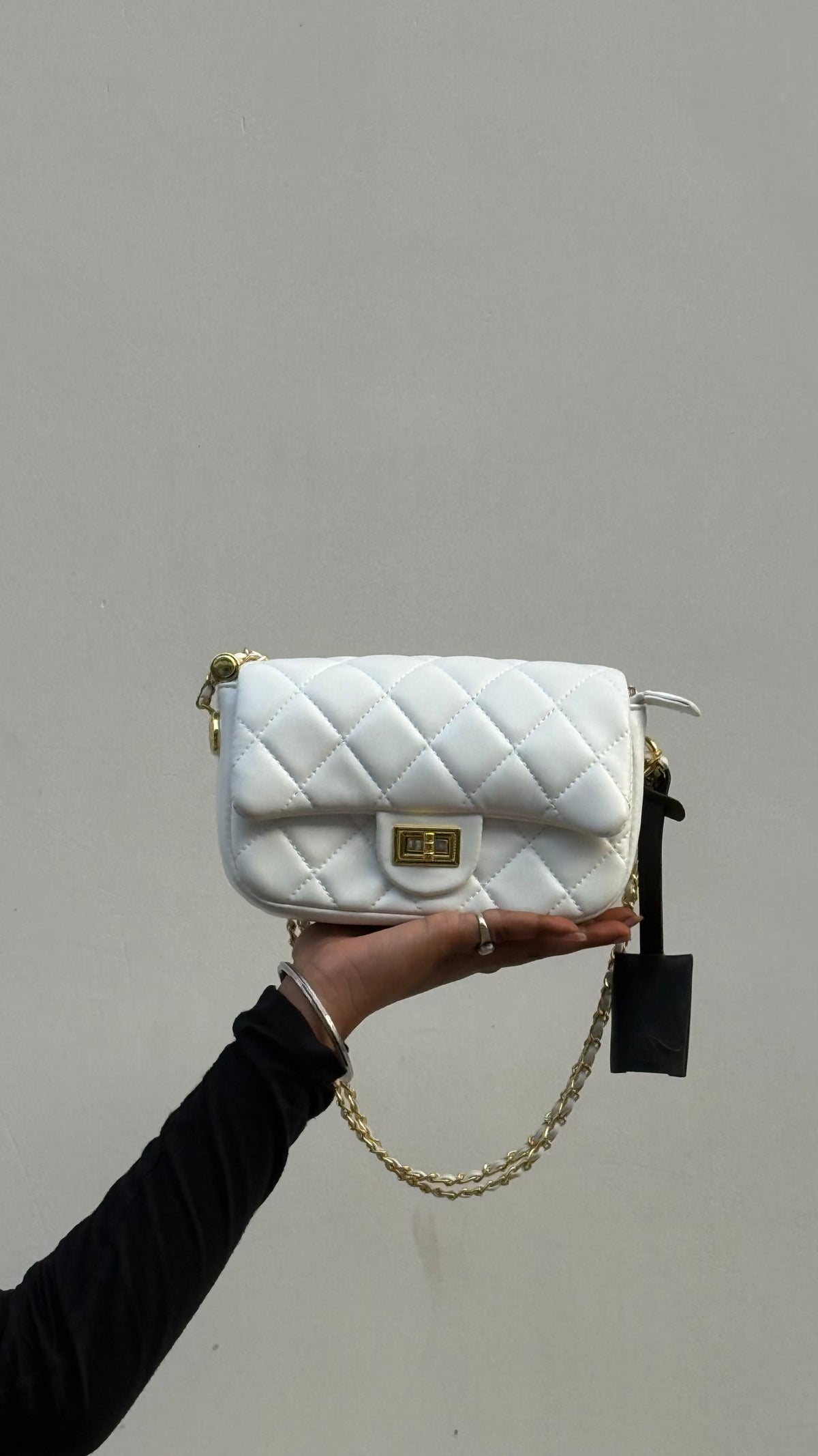 NEHSH Strap Story Quilted Sling Bag – Gold Turn‑Lock