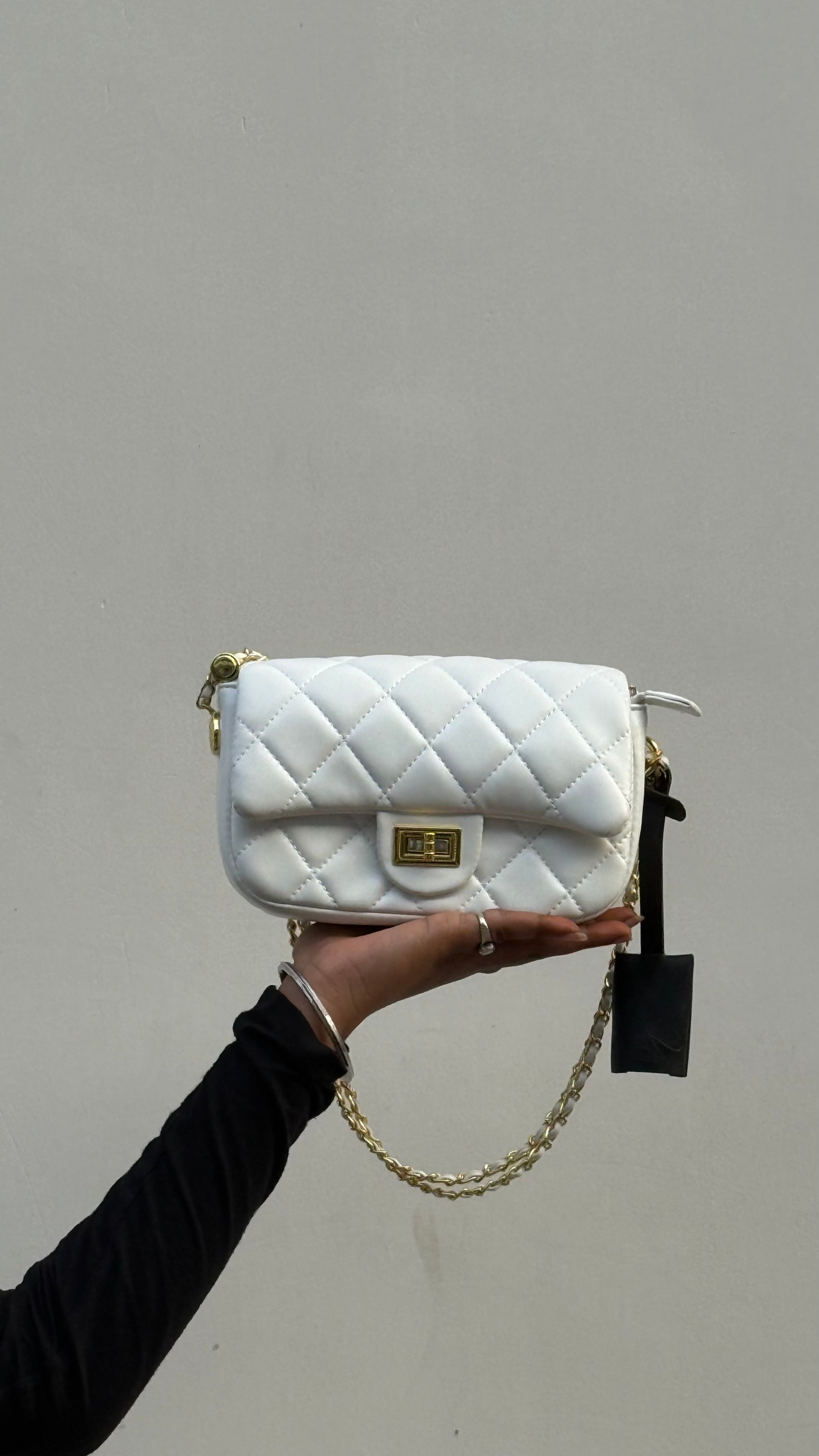 NEHSH Strap Story Quilted Sling Bag – Gold Turn‑Lock