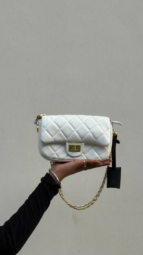 NEHSH Strap Story Quilted Sling Bag – Gold Turn‑Lock