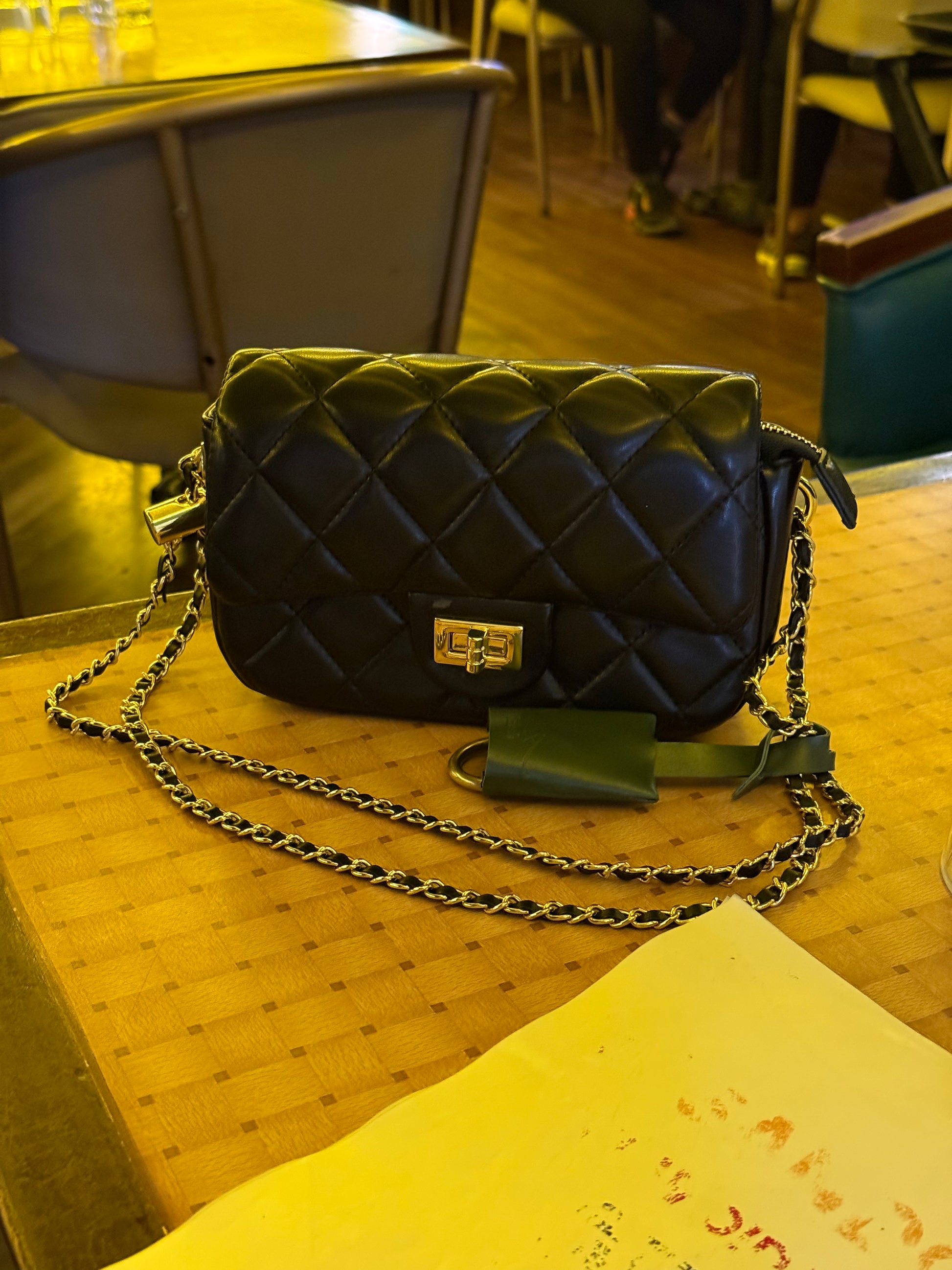 NEHSH Strap Story Quilted Sling Bag – Gold Turn‑Lock